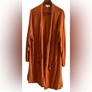 Ava & Viv Burnt Orange Open Front Long Plus Size Women’s Cardigan Size 4X